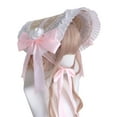 thumbnail image 1 of ZPAQI Elegant Straw Hat withStrap Bonnet Cap Headdress Ruffle Lace Hair Accessories, 1 of 21
