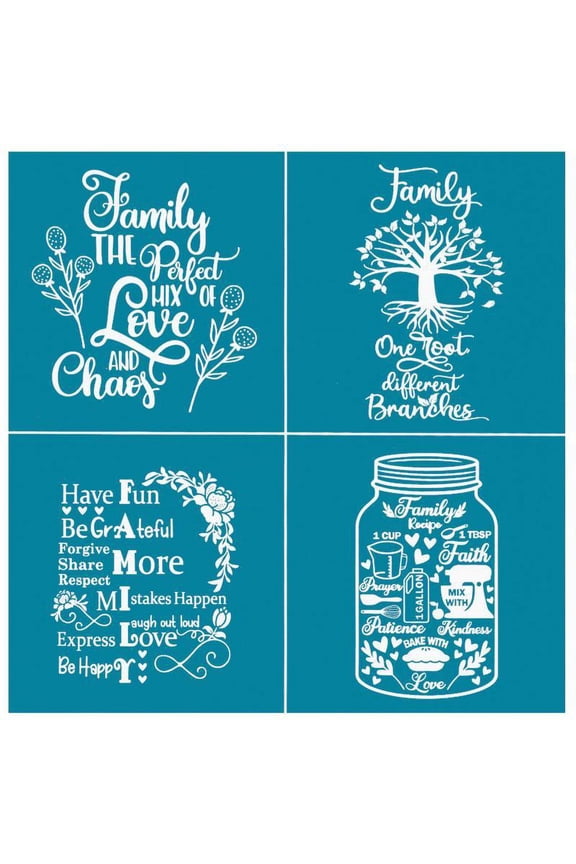 Family Self-Adhesive Silk Screen Printing Stencil Mesh Transfers for DIY Painting Wood T-Shirt Pillow Fabric Bags