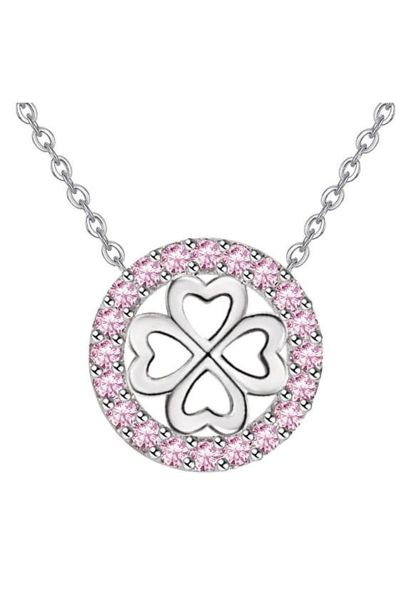 Female Clavicle Chain Douyin Small Pink White Diamond-studded Love Necklace For St. Patrick's Day