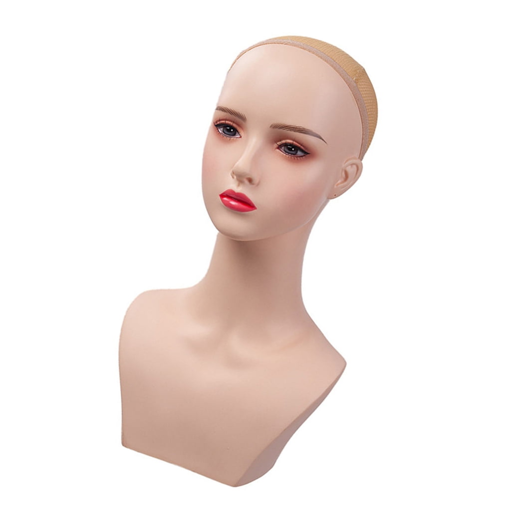 ZPAQI Female Mannequin Head Portable Wig Holder Face Makeup Doll Head Wig Stands