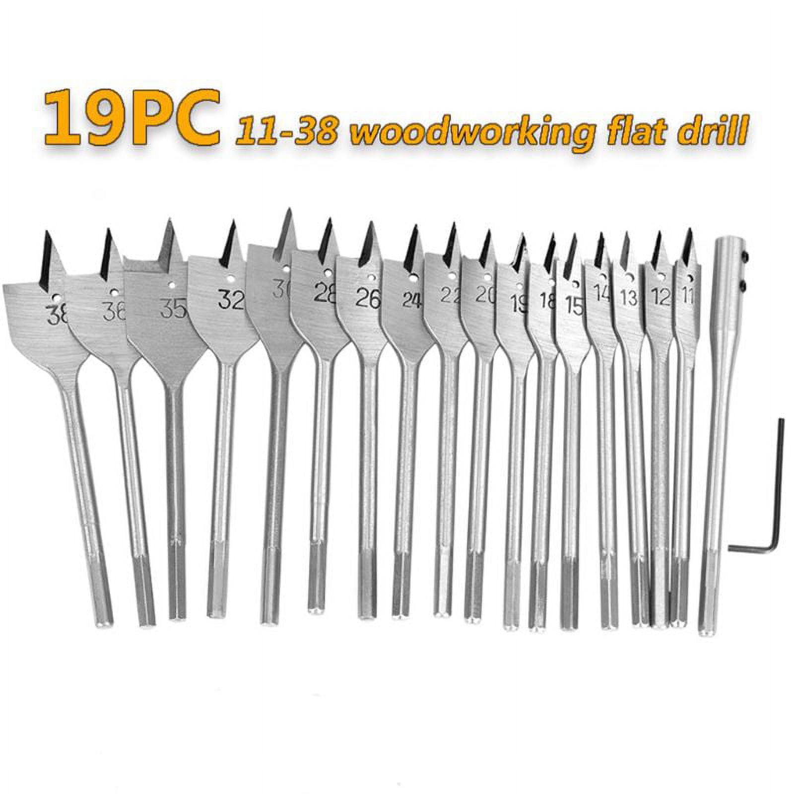 ZPAQI Flat Drill Long Steel Wood Flat Drill Set Woodworking Spade Drill Bits Durable