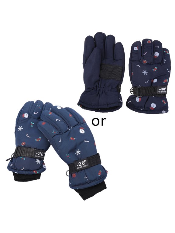 Full Finger Gloves Winter Thickened Ski Gloves Christmas Fleece Lined Gloves