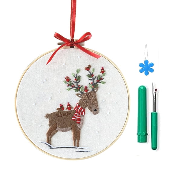 ZPAQI Full Ranges of Stamped Christmas Ornament Embroidery Set for Beginner