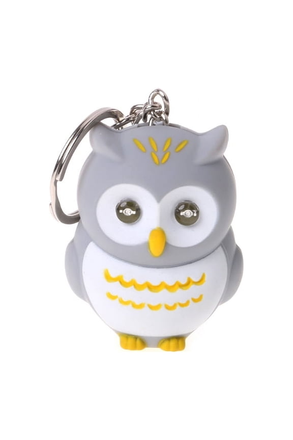 Funny LED Light 3D Cartoon Owl Keyring Sound Hooting for Key Chain for Key Gift