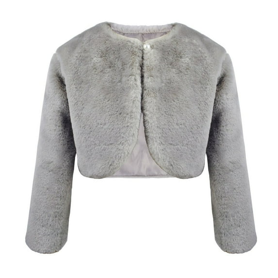 ZPAQI Girls Faux Furs Dress Coat Princesses Cape Winter Elegant Long Sleeve Cardigan