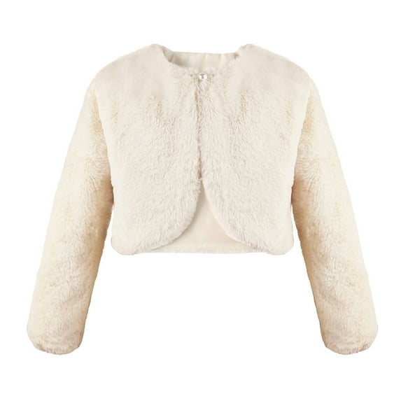 ZPAQI Girls Faux Furs Dress Coat Princesses Cape Winter Elegant Long Sleeve Cardigan