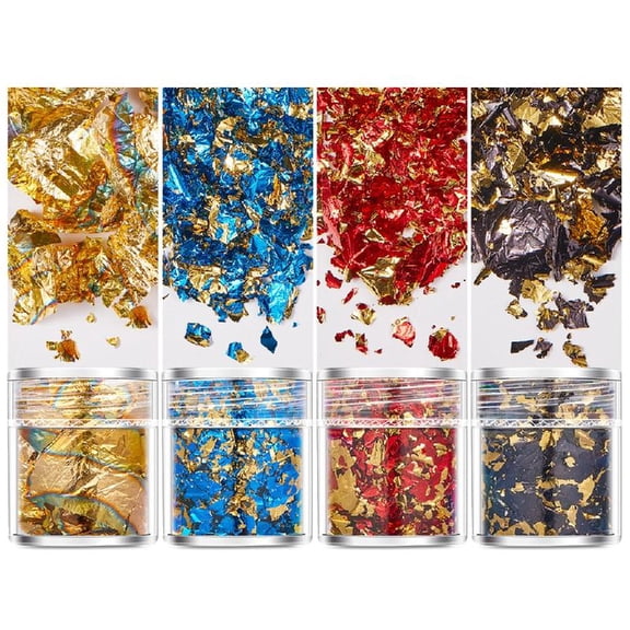 ZPAQI Gold Leaf Flakes Sequins Glittering Gold Flakes for Resin Jewelry and Painting
