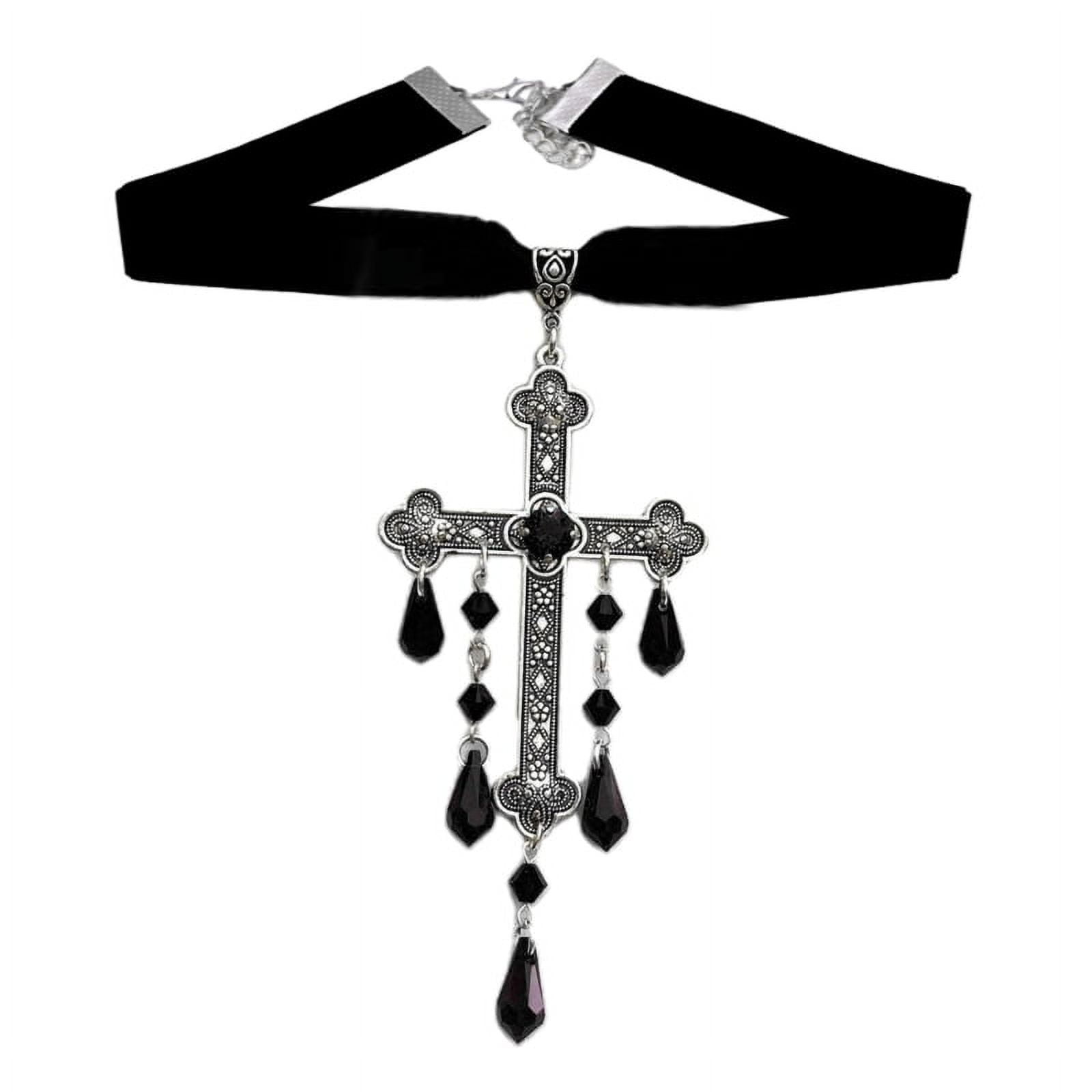 ZPAQI Gothic Crosses Vampires Necklace Dark Mysterious Large Crossses