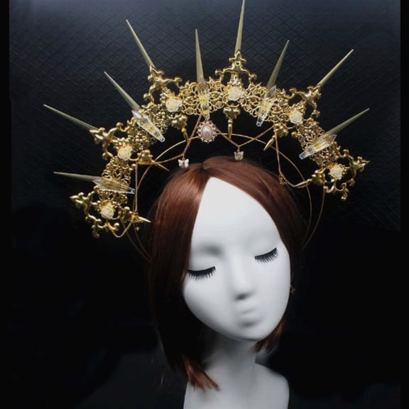 ZPAQI Gothic Lolita Tiara Crown Headband DIY Material Package Vintage for Sun Goddess Baroque Halo Wedding Headpiece Parts Accessories
