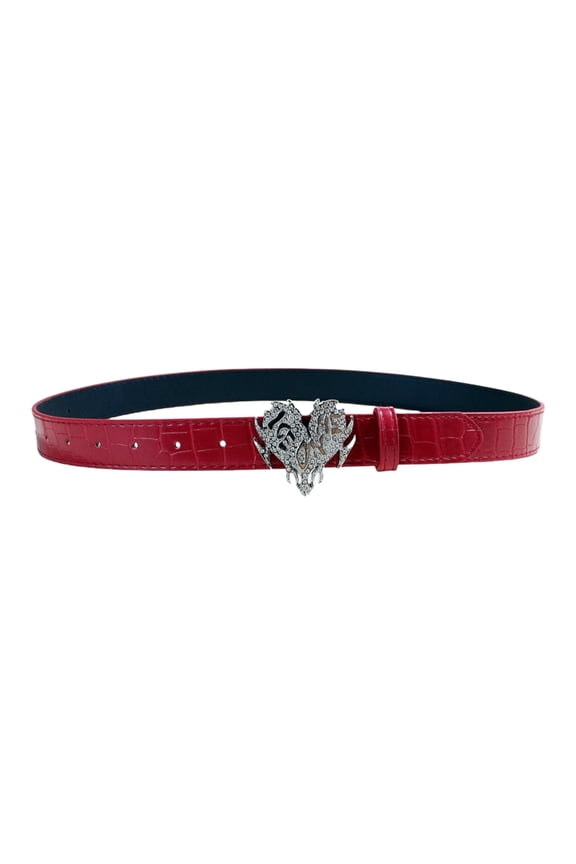 Grunge Hand Beading Rhinestones Belt Hip Hop Blingbling Heart Shape Buckle