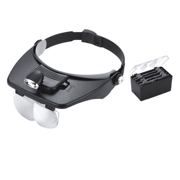 ZPAQI Handsfree Head Mount Magnifying Glass 2 LED Light for Jewelry Close Work Sewing