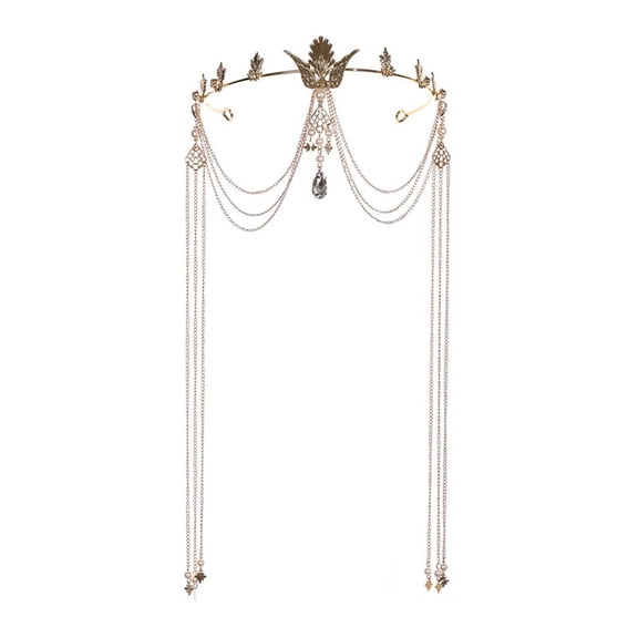 ZPAQI Hanfu Hair Crown Headdress Tassel Headband Water Drop Forehead Ornament Girl