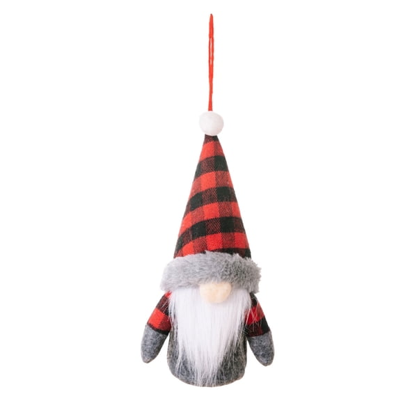 ZPAQI Hanging Christmas Gnome with LED Lights Swedish Scandinavian Check Grid Hat