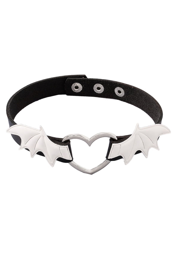 Harajuku Heart Wing Choker for Vampire PU Necklace Women's Clavicle Chain Decor