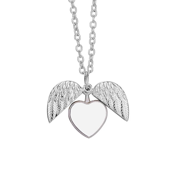 ZPAQI Heart Shaped Angel Wing Pendant Sublimation Blank Picture Necklaces DIY Gift