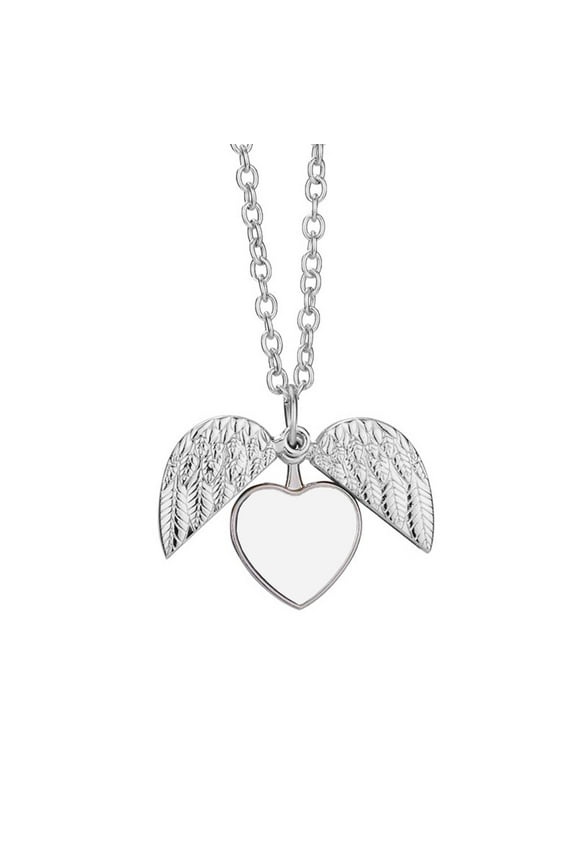 Heart Shaped Angel Wing Pendant Sublimation Blank Picture Necklaces DIY Gift