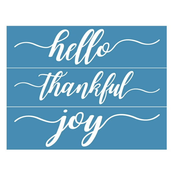 ZPAQI Hello Thankful Joy Self-Adhesive Silk Screen Printing Stencil for Painting Wood