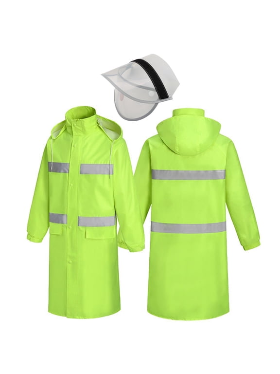 High Visibility Long Construction Jacket Reflective Rain Jacket Rain Coat Gear