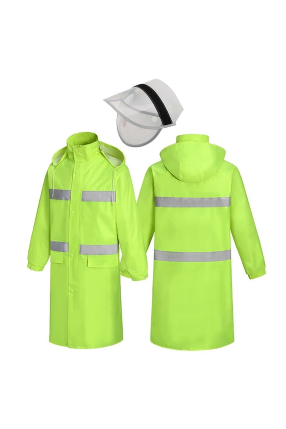 High Visibility Long Construction Jacket Reflective Rain Jacket Rain Coat Gear