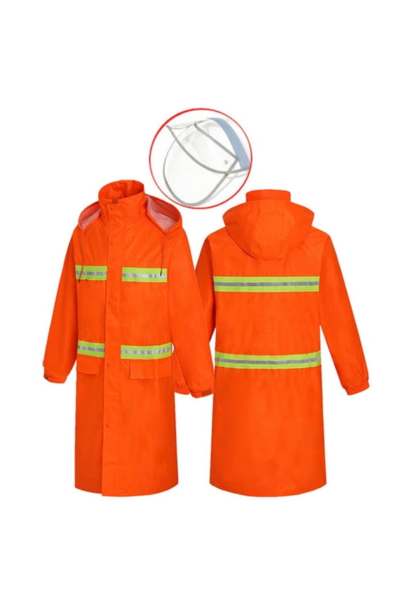 High Visibility Long Construction Jacket Reflective Rain Jacket Rain Coat Gear
