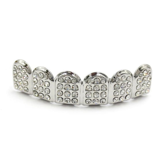 ZPAQI Hip-Hop Rapper Gold/Silver Plated Mouth Caps Custom Teeth Braces Top Bottom