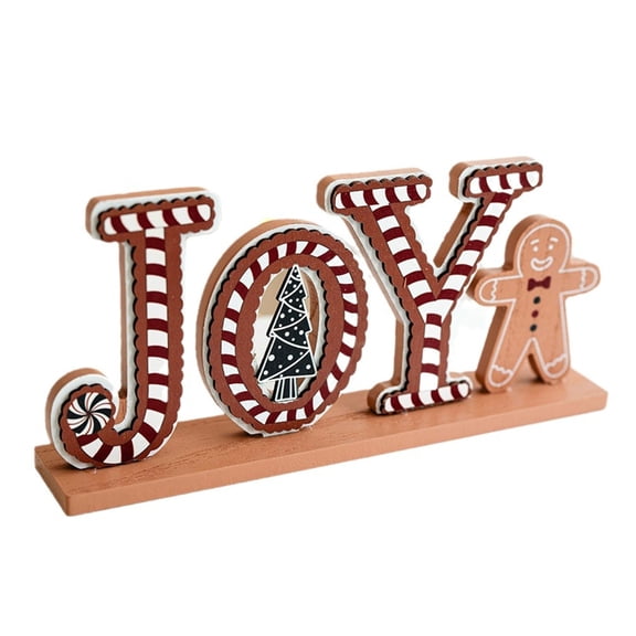 ZPAQI Holiday Wood Tiered Tray Ornament Gingerbreads Man Tree Designs Tabletop Sign