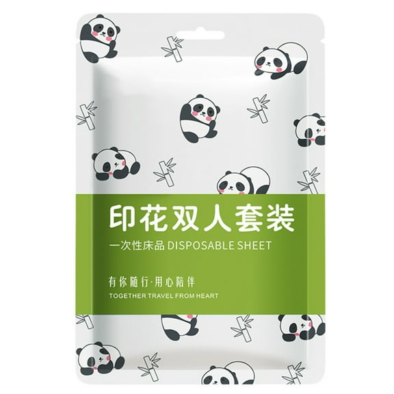 ZPAQI Hygienic One Time Use Bedding Set with Pandas Nonwoven Fabric Quilts Bed Cover