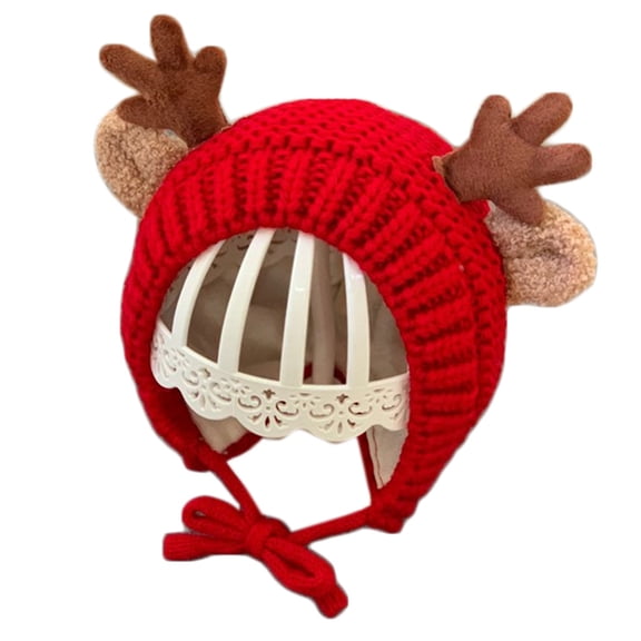 ZPAQI Infant Baby Knit Beanie Hat Cute Christmas Reindeer Antlers Earflap Cap Warmer