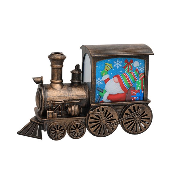 ZPAQI Lighted Christmas Santa Claus Swirling Water Globe Lantern LED Christmas Train