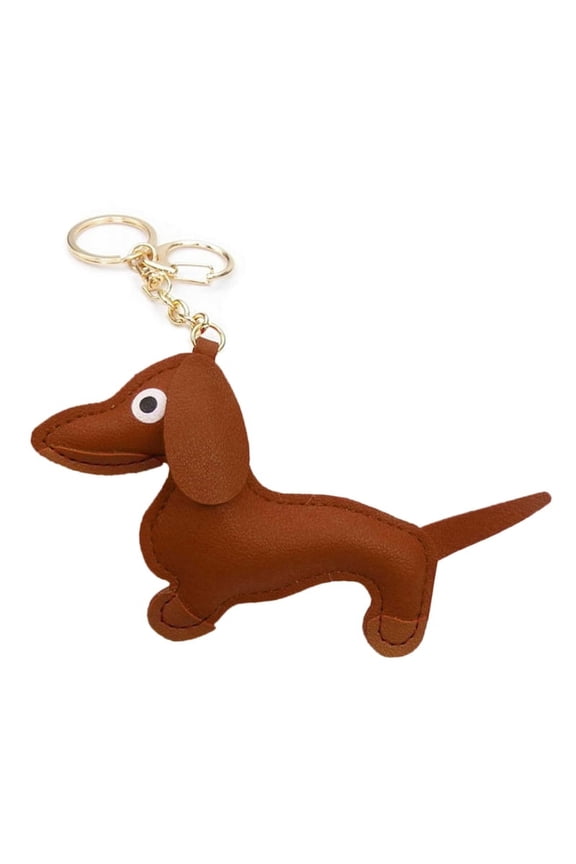 Lovely Dachshund Dog Keychain Pendant Cute PU Leather Animal Pendant Jewelry