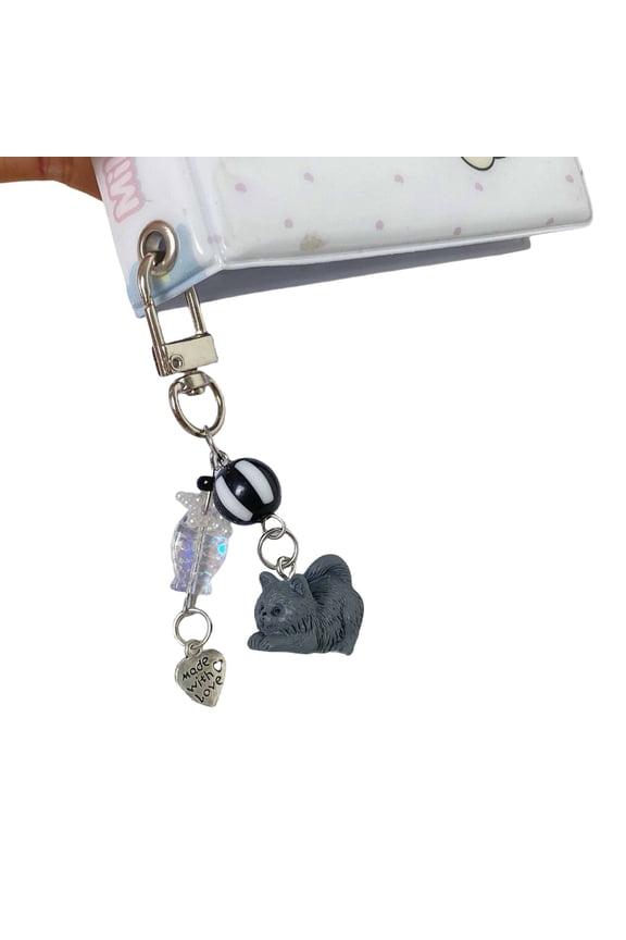 Lovely Kitten Hugging Little Plush Resin Keyring Bag Accessory for Daily Use