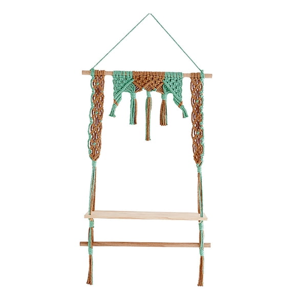 ZPAQI Macrame Wall Hanging Shelf Rack Boho Wall Shelves Window Plant Shelf Indoor Home