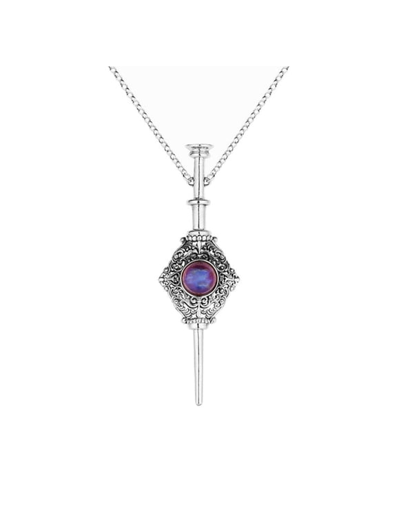 Magic Witch Wand Pendant Necklace Retro Dragon Breath Stone Design Neck Chain
