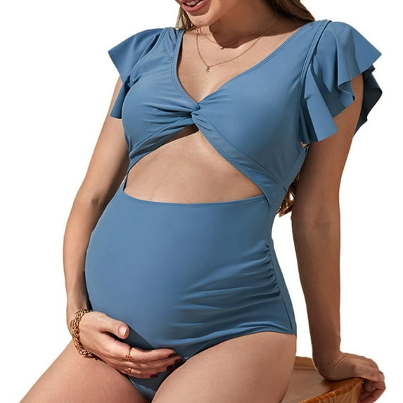 ZPAQI Maternity Sexy One Pieced Swimsuit Bathing Suits Twist Front Monokini Swimwear