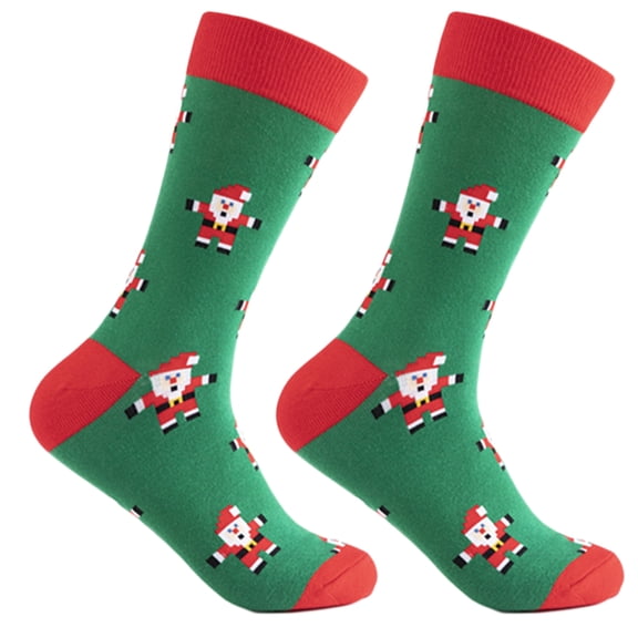 ZPAQI Men Christmas Holiday Cotton Crew Socks Colorful Santa Dinosaur Print Stockings