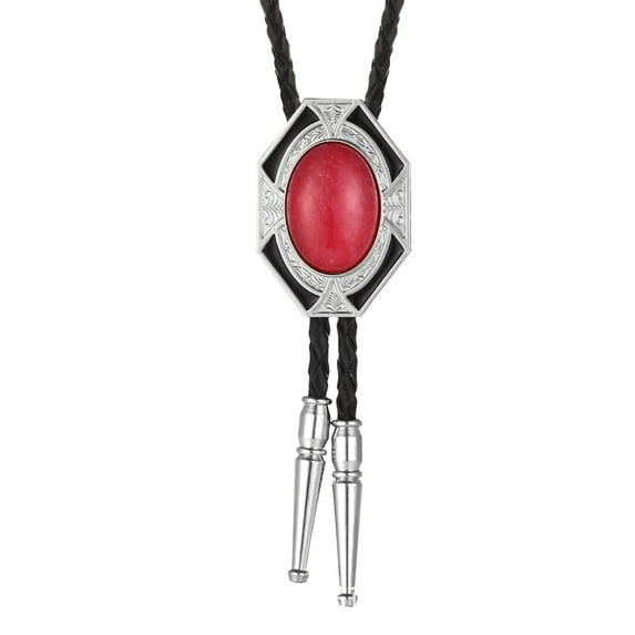 ZPAQI Men Western Vintage Stone Pendant Bolo Tie Necktie Jewelry Shirt Chain Necklace
