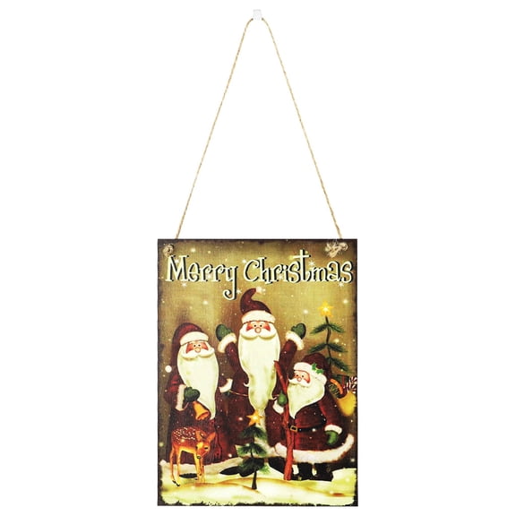ZPAQI Merry Christmas Wooden Sign Deer Bear Santa Snowman Hanging Plaque American Farmhouse Rustic Door Hanger Xmas Wall Decor