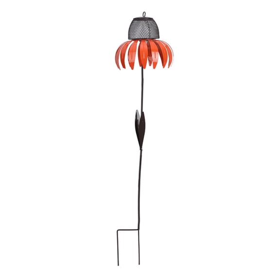 ZPAQI Metal Bird Feeder with Stand Orange Coneflower Standing Bird Feeder for Outdoors Anti Rust Weather Proof Garden Decor