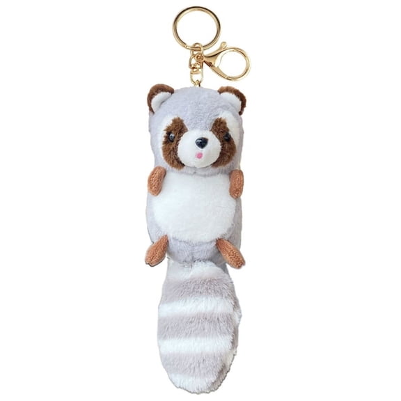 ZPAQI Mini Plush Raccoon Keychain Cute Pendant Keyring Hanging Ornament Keys Holder