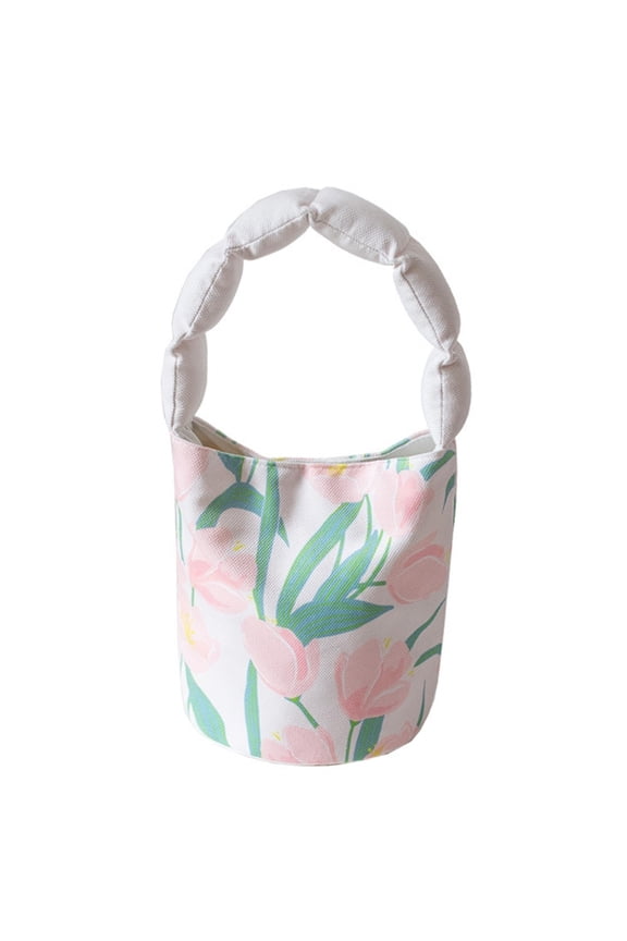 Modern Flower Design Bucket Bag Women's Small Handbag Purse for Girls