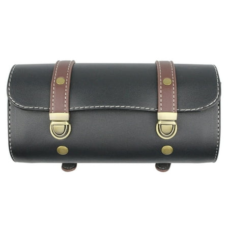 ZPAQI Motorcycle Saddle Storage Bag, PU Leather Bike Handlebar Tool Bag, Barrel Shape