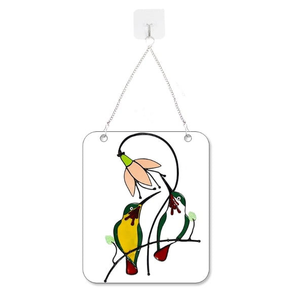 ZPAQI Multicolor Birds on a Wire High Stained Acrylic Suncatcher Window Panel Ornament