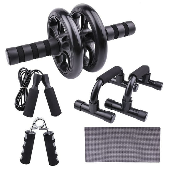 ZPAQI Muscle Training Fitness Equipment Push Up Stand Bar Abdominal Wheel Roller Set