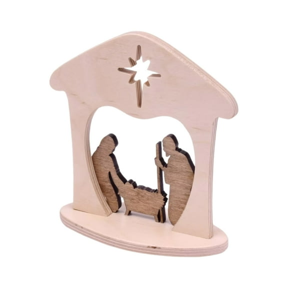 ZPAQI Nativity Scene Decoration Christmas Jesuss Wood Sign Double-Sided Plaques