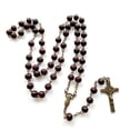 thumbnail image 1 of ZPAQI Natural Wood Beads Cross Pendant Necklace Christian Rosary Necklace Hand-woven Necklace Jesus Catholic Religious Jewelry, 1 of 7
