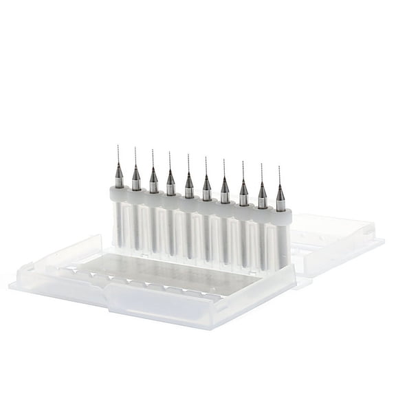 ZPAQI New 10Pc 0.4mm Tip 1/8" Shank Spiral Flute Tungsten Carbide Micro PCB Drill Bits