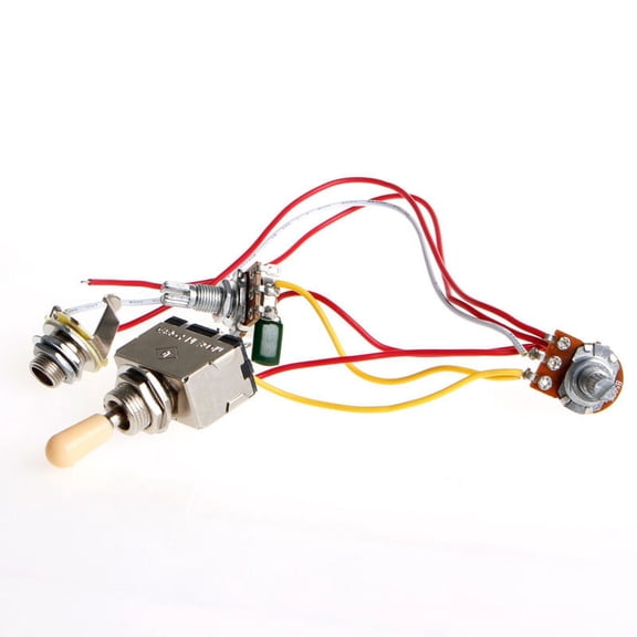 ZPAQI New Guitar Wiring Harness 3 Way Toggle Switch 1V1T 500k Volume Tone Jack for LP