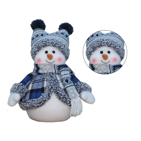 ZPAQI Nordic Style BlueCloth Santa Snowman Handmade Christmas Decor Stuffed Toy