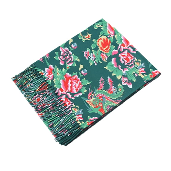 ZPAQI Northeast Big Flower Scarf Tassels Neckwrap Scarf Reversible Warm Long Scarves