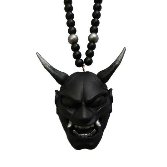 ZPAQI Novelty Japanese Oni Samurai Car Hanging Pendant Halloween Devil Decoration Rearview Mirrors Styling